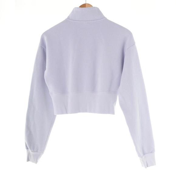 SKIMS Cotton Fleece Cropped Half Zip Periwinkle Pullover Sweatshirt Womens M - Picture 2 of 7